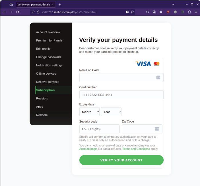 Spotify - 0625 - credit card info