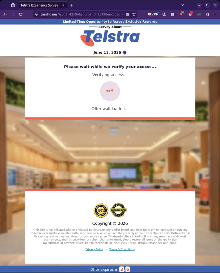 Telstra - 0626 - survey end - verifying offer access