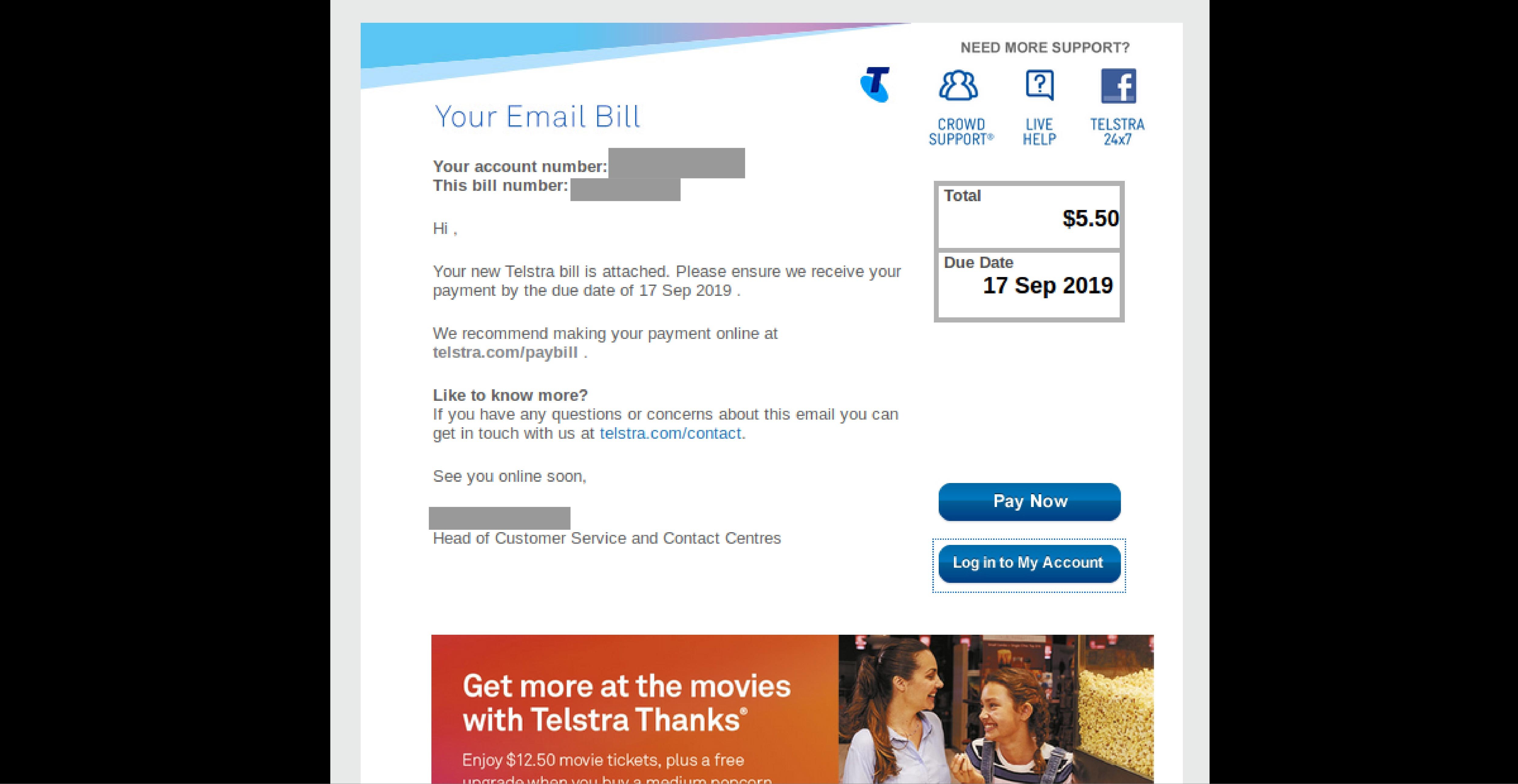 Telstra bill 2