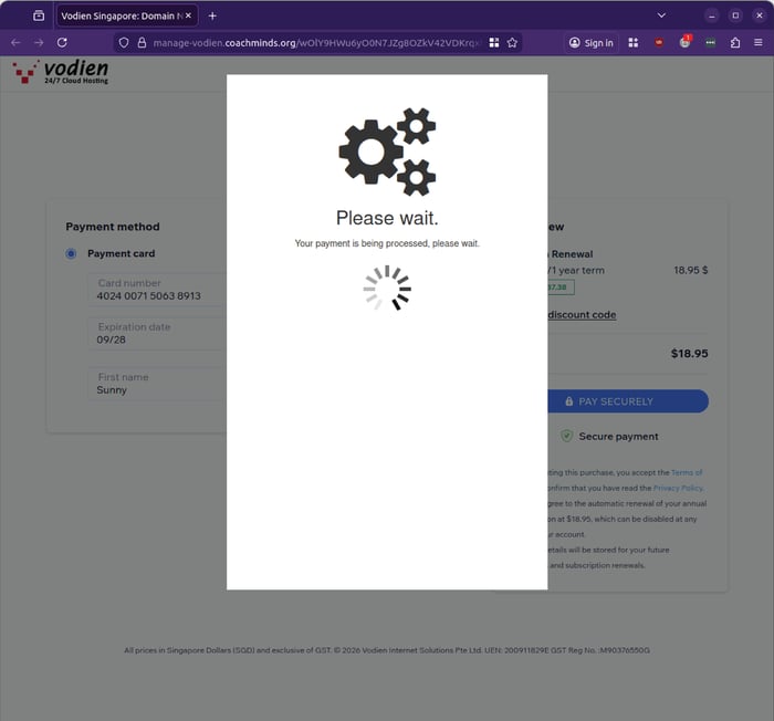Vodien - 0326 - payment - credit card capture -processing