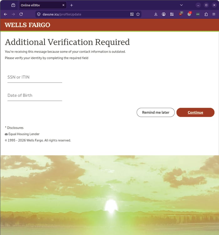 Wells Fargo - 0626 - enter SSN ITIN DOB - additional verification