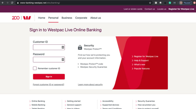 Westpac Login Page_2303