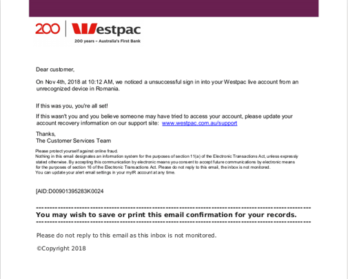 WestPac email pdf