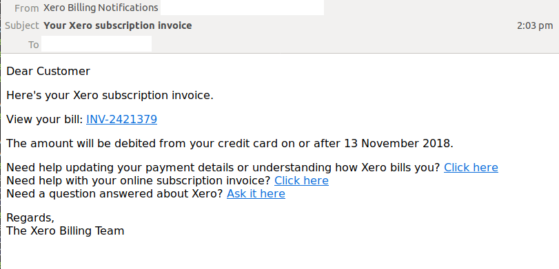 Xero Email Scam