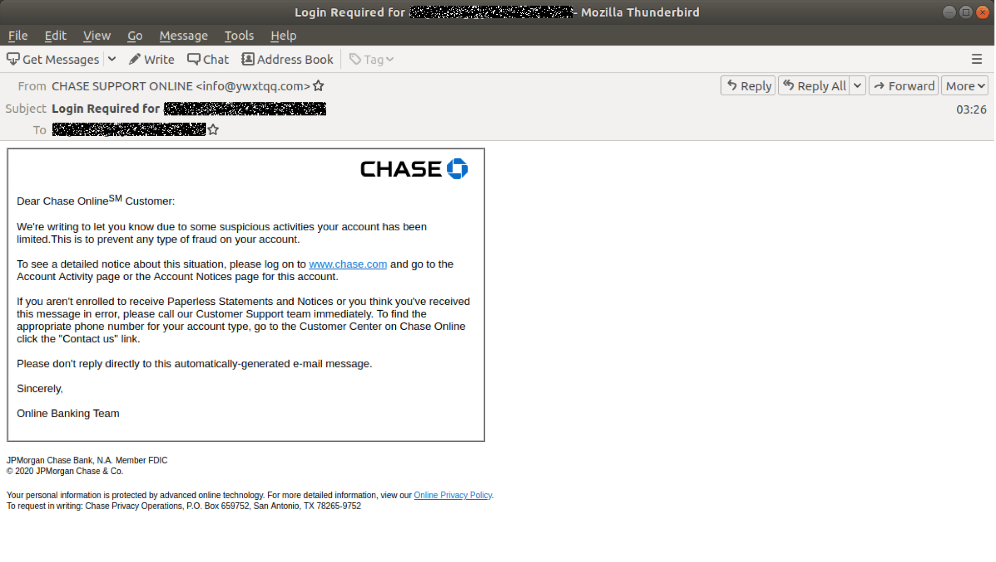 Chase Bank Customers Beware Of New Phishing Email Scam 