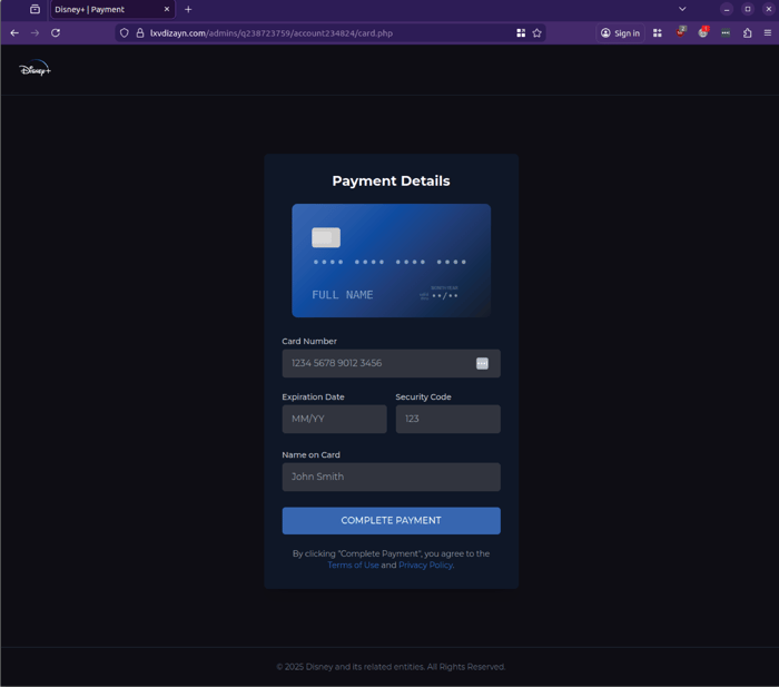 disney- 1125 - payment details