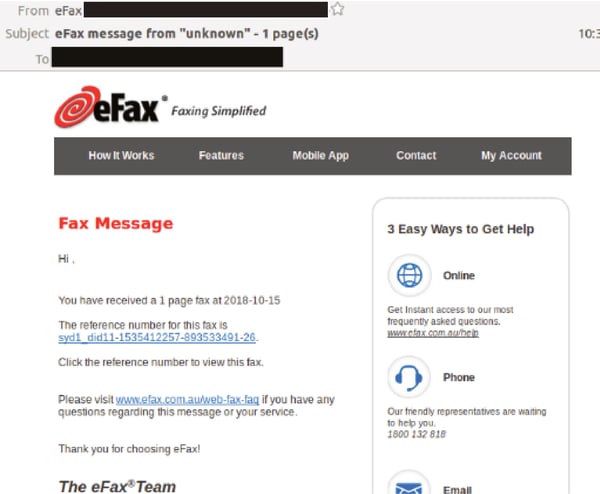 E-Fax email scam blog