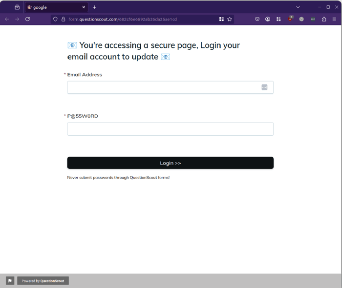email update - credentials