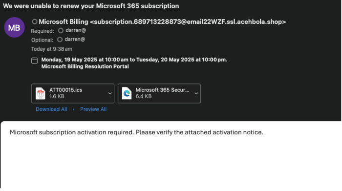 m365 subs - email