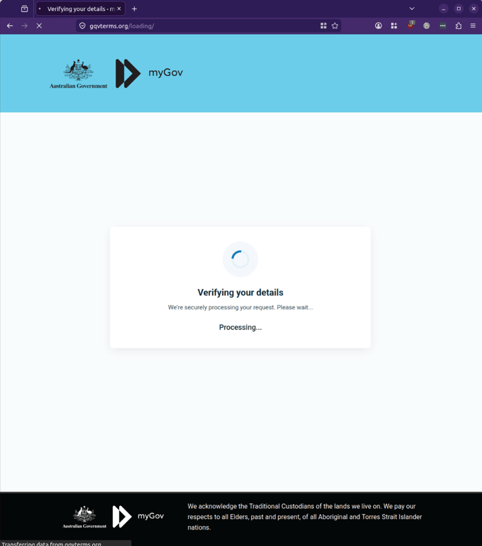 mygov - 0426 - verifying details
