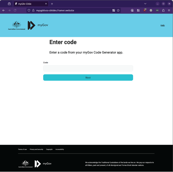 mygov - 1025 - auth code