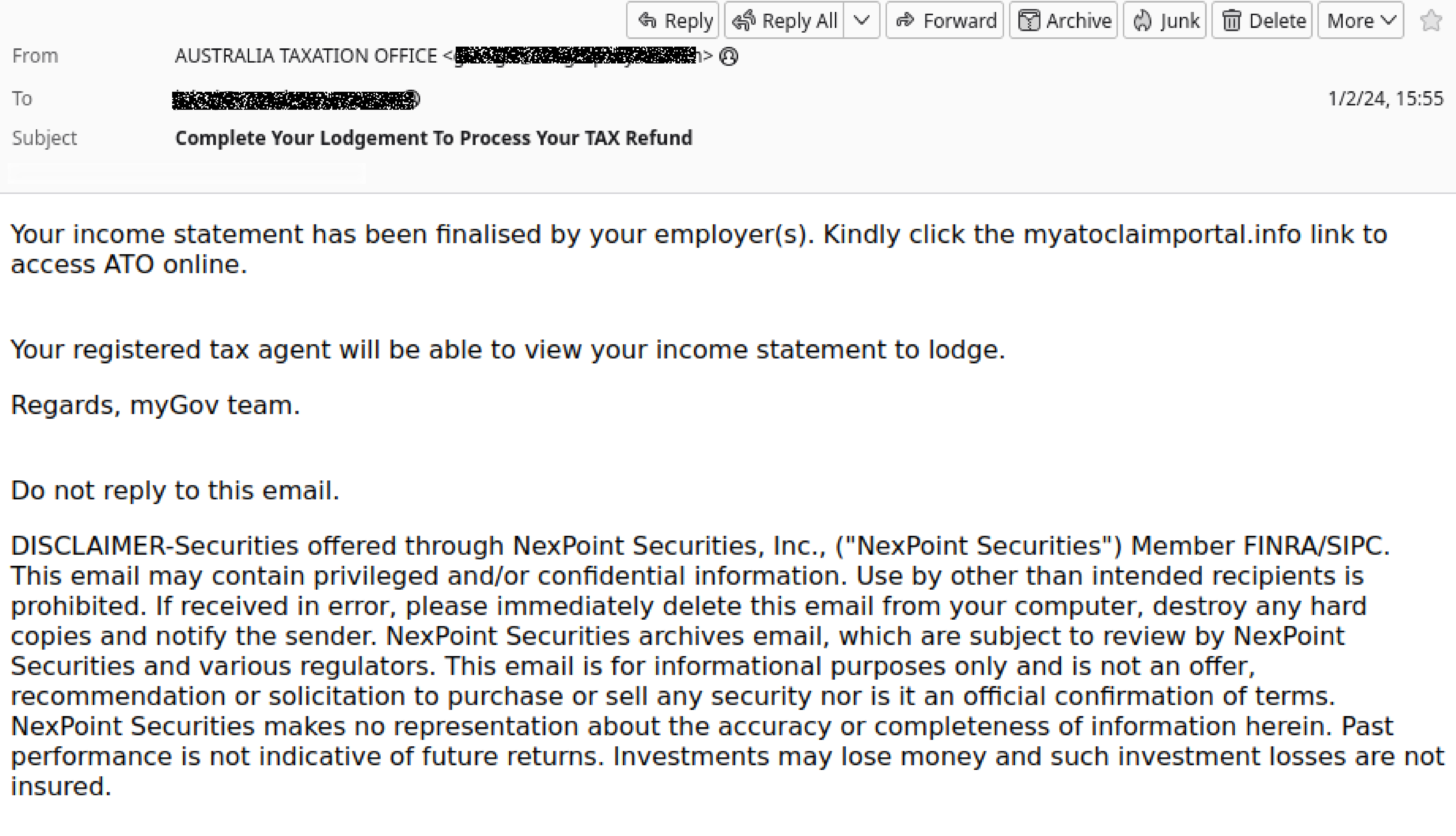ATO Income Statement Scam
