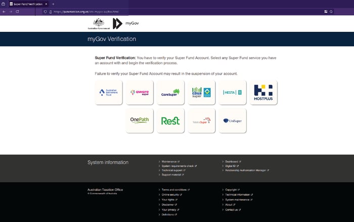mygov-super-fund-verification