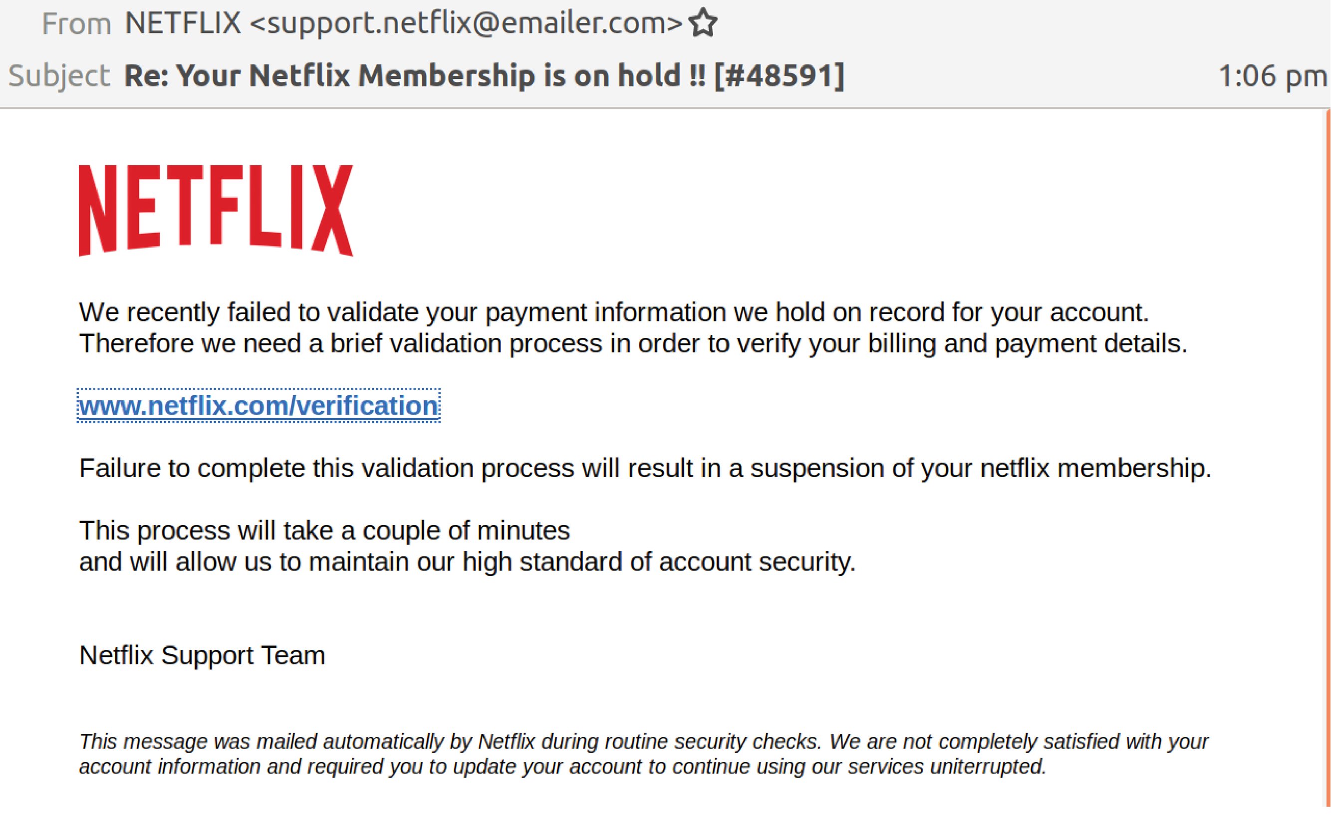 New year, not so new scam Netflix email scam refreshed