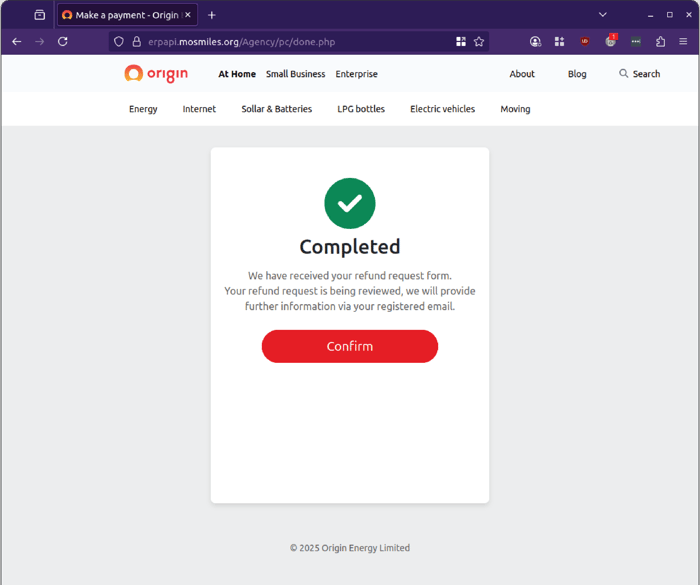 origin - 0725 - phish 5 - refund confirm