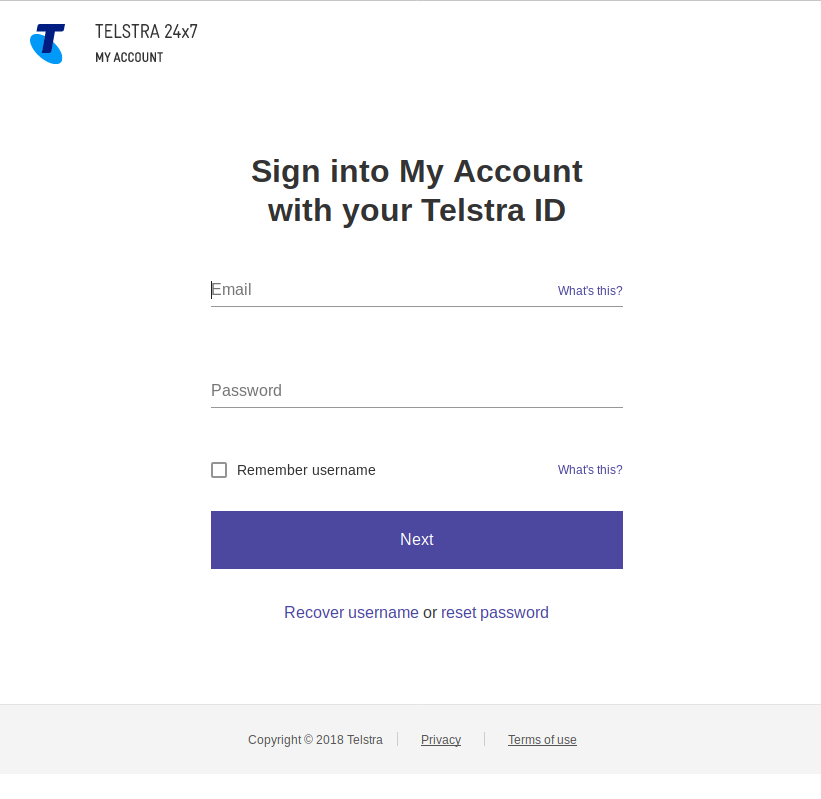 telstra phishing page