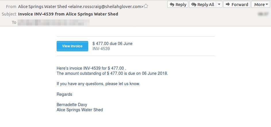 email scam uses fake invoices to send malware