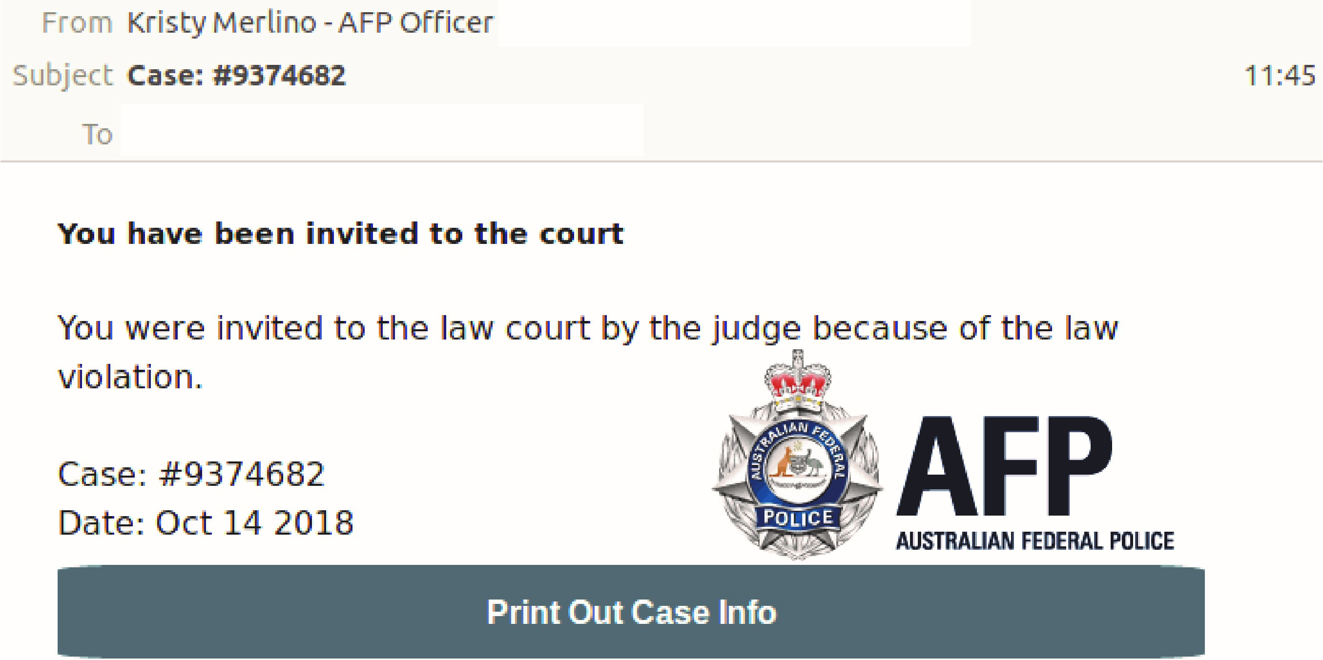 Do not panic: AFP impersonated in latest infringement notice email scam