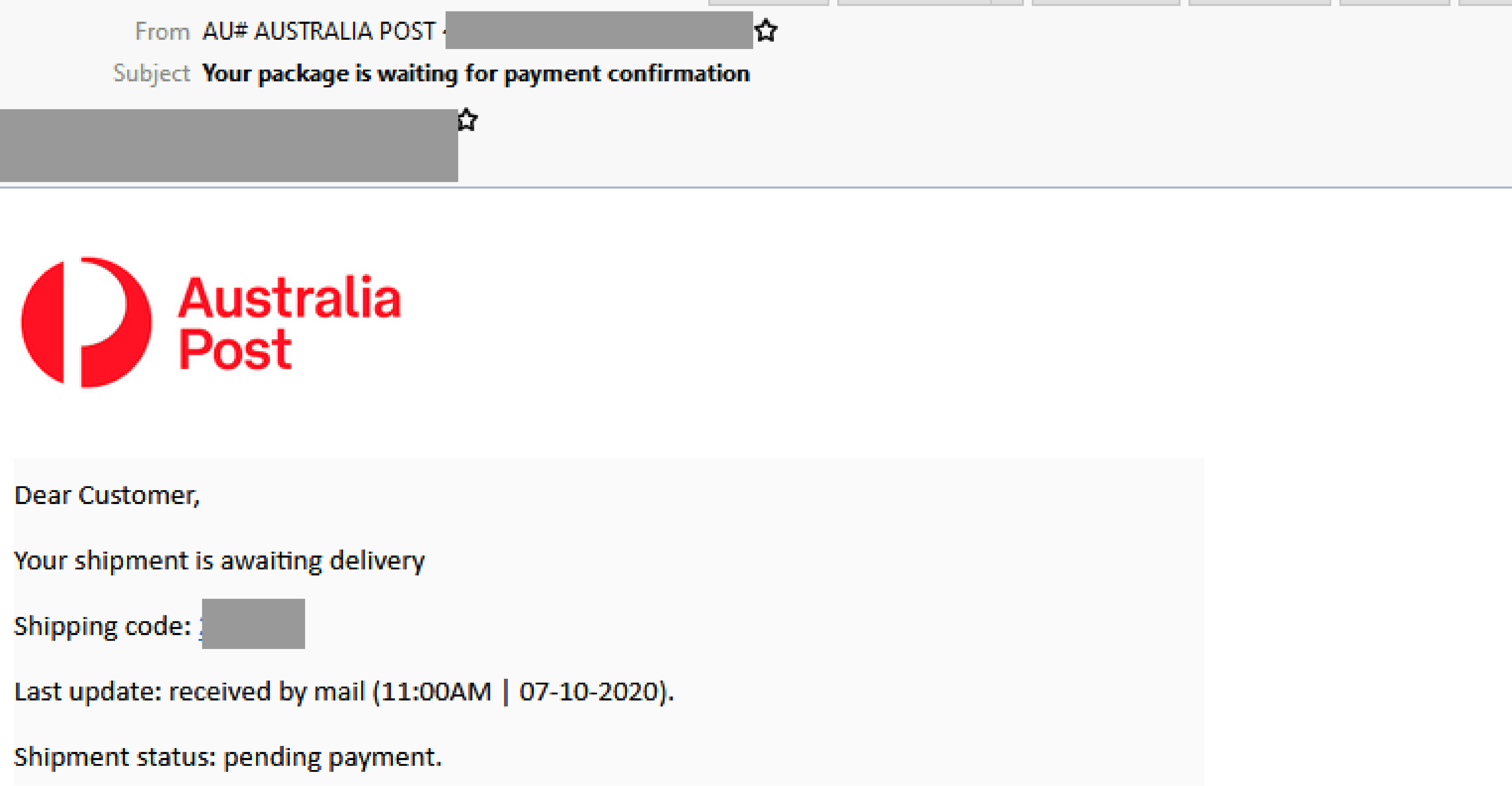 australia post error entry in the world address email