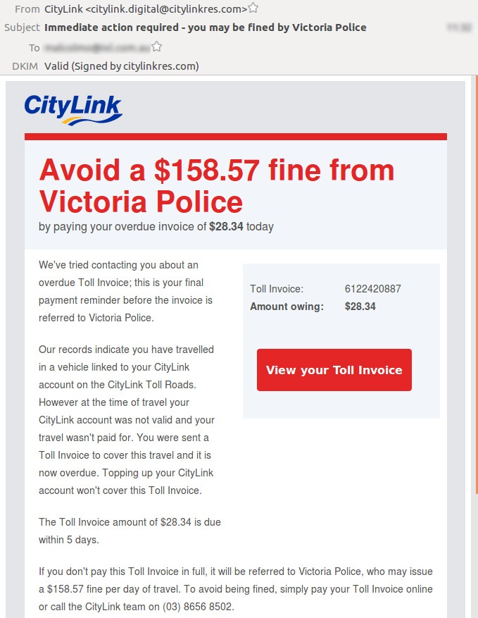 Police Action Threatened in CityLink Scam Emails