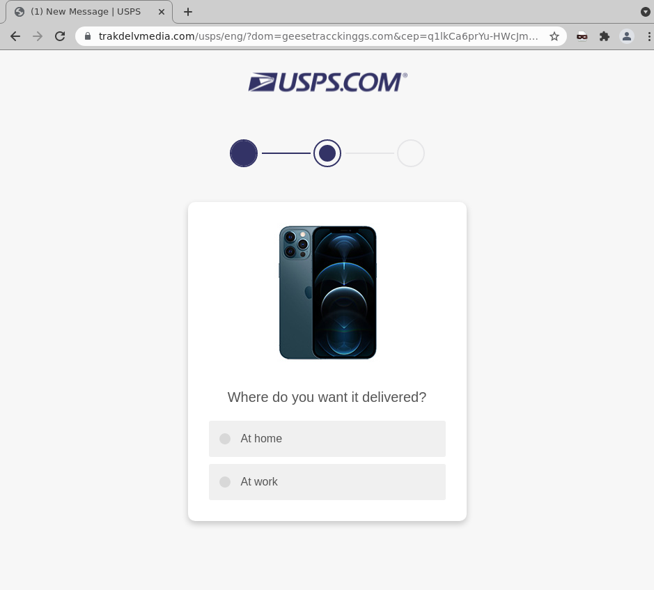 USPS email scam “Missing information and delivery fee”