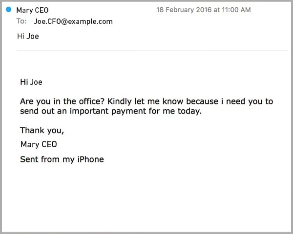 spear phishing email example acting as CEO